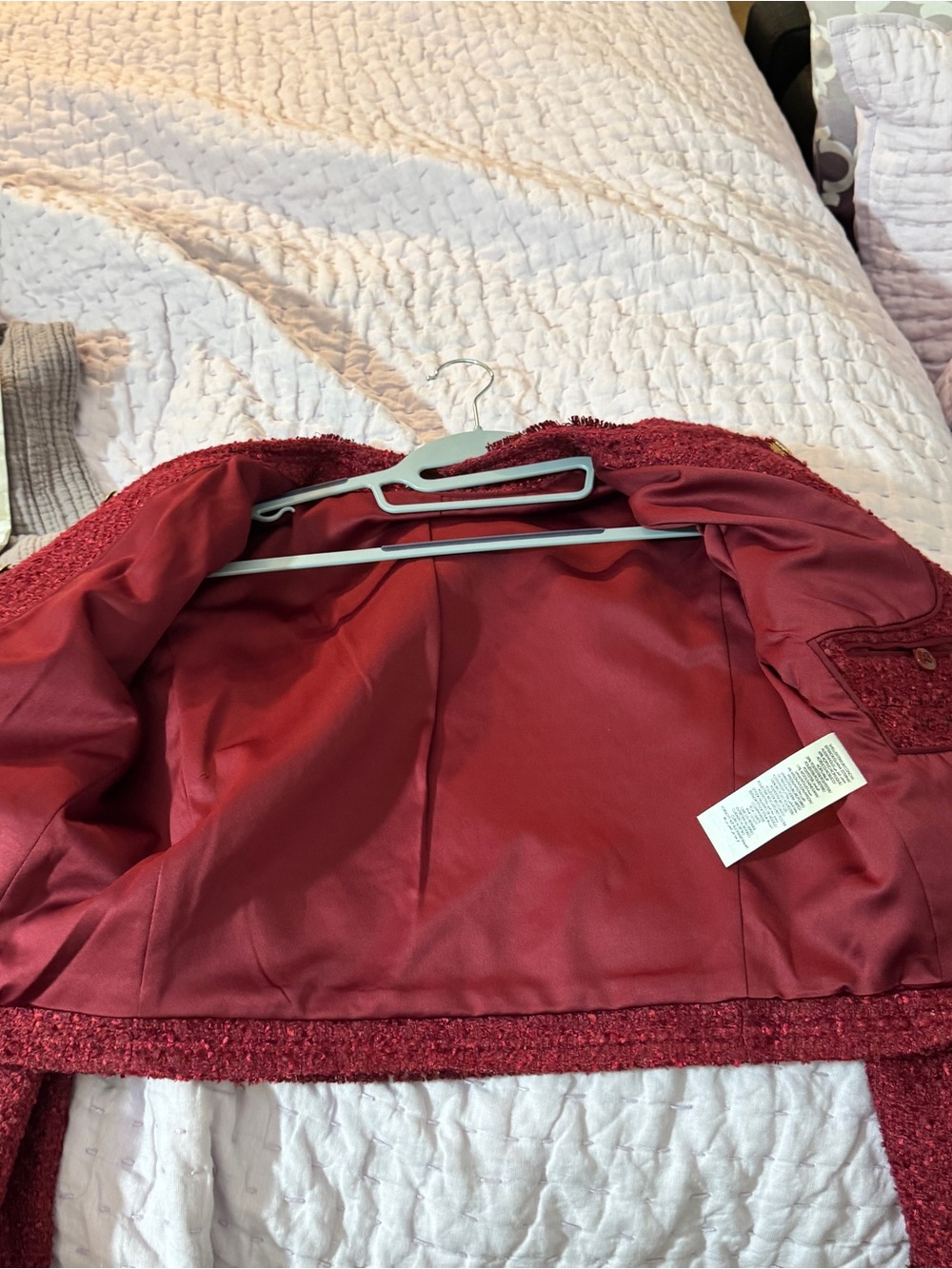 Alice and Olivia Red Bouclé Boxy Jacket with Gold Buttons - Picture 3 of 3